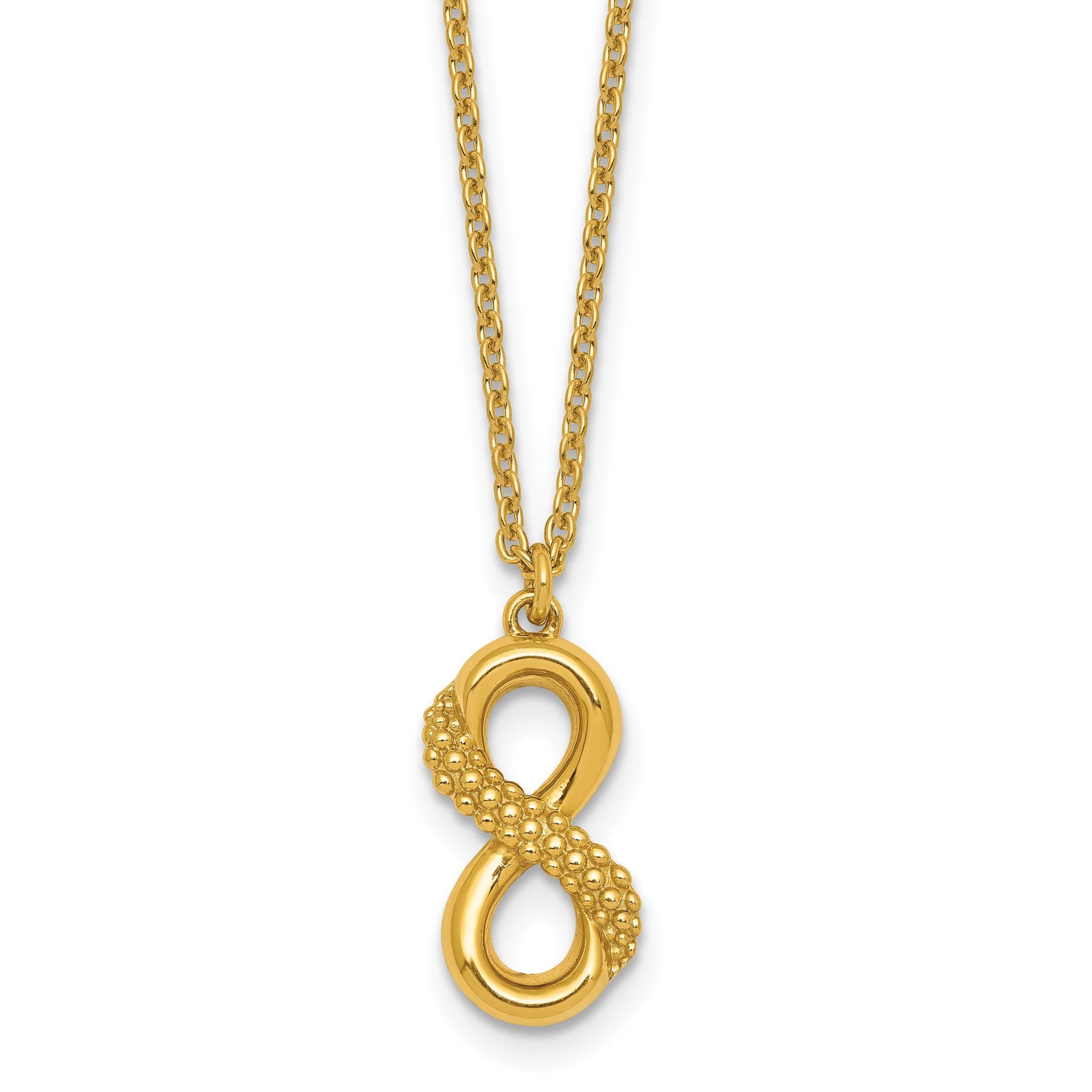 Sterling Silver Gold-tone Polished and Textured Infinity 16 inch Necklace