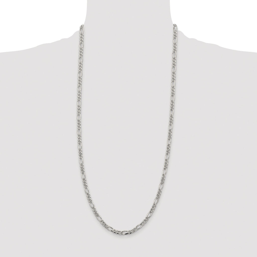 Pavé Flat Figaro Chain in Sterling Silver