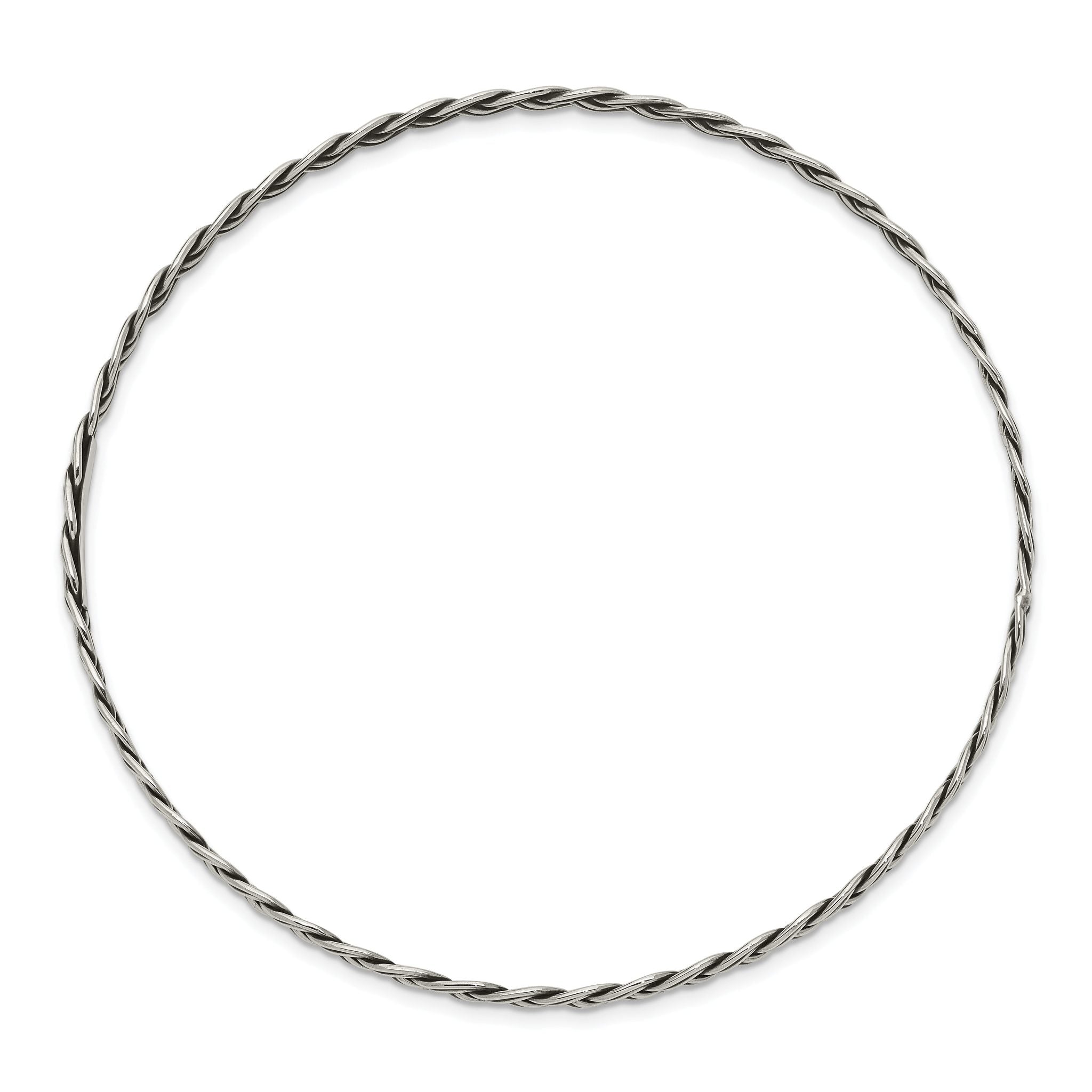 Sterling Silver Antiqued 3.5mm Slip-on Bangle Secondary image