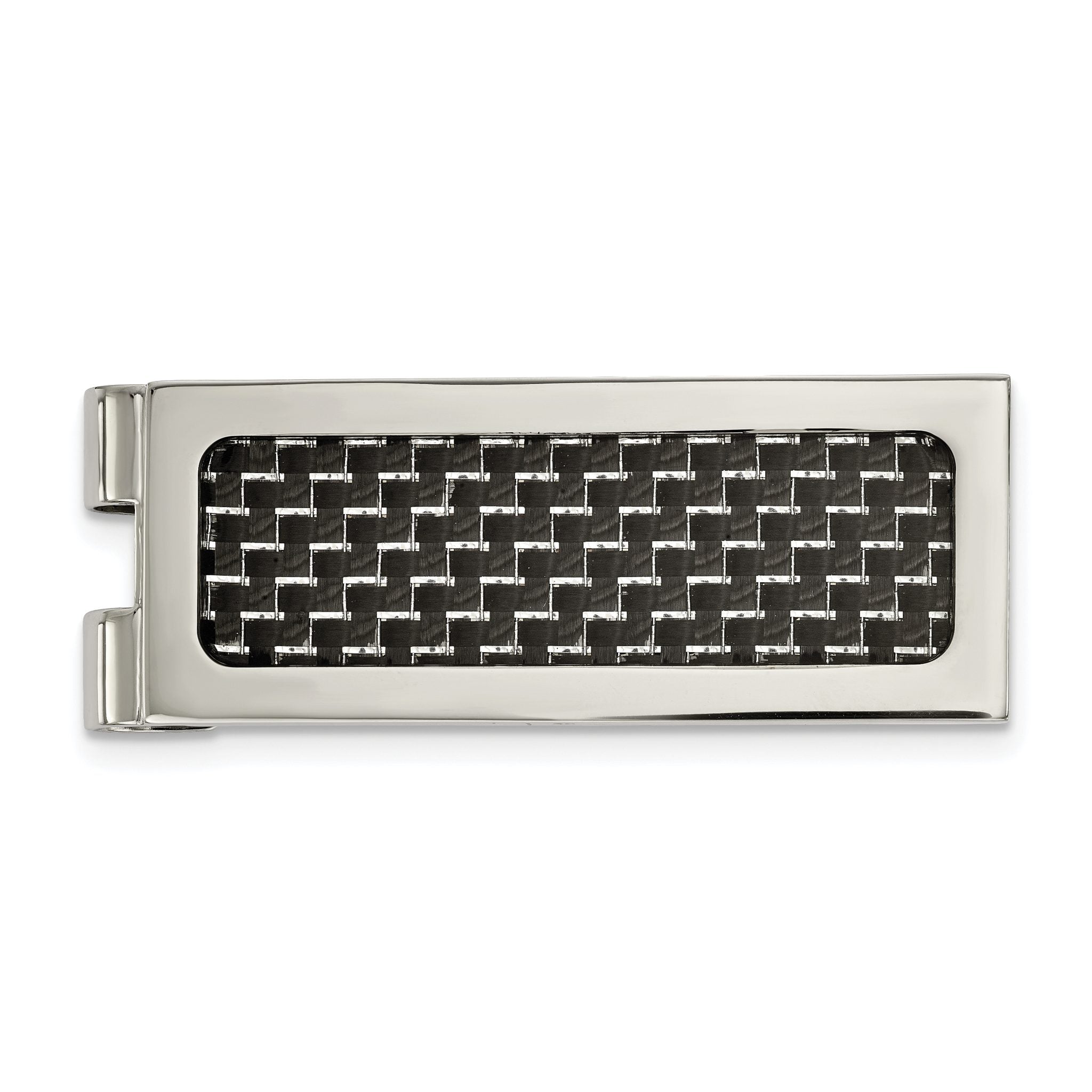Chisel Stainless Steel Polished with Black Carbon Fiber Inlay Money Clip Main image