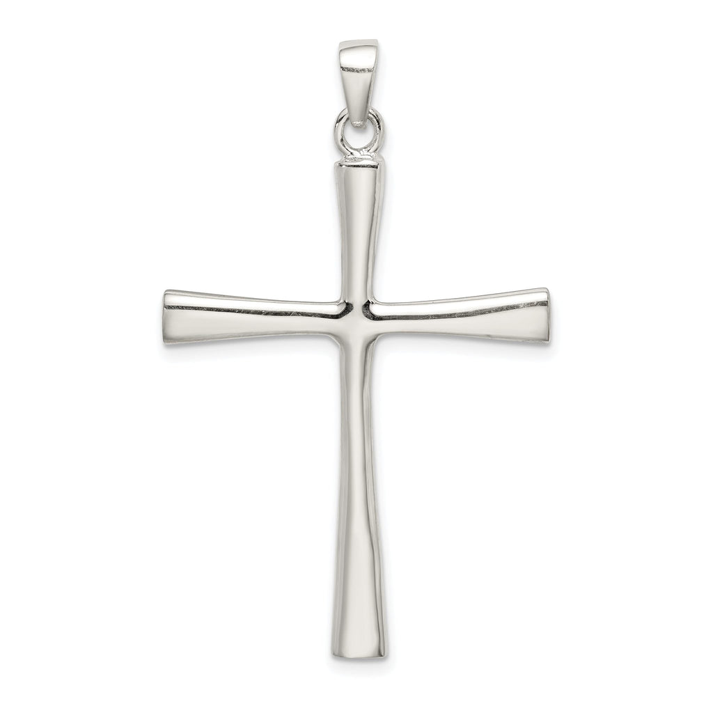 Sterling Silver 925 Polished Cross Pendant with Solid Cast Design
