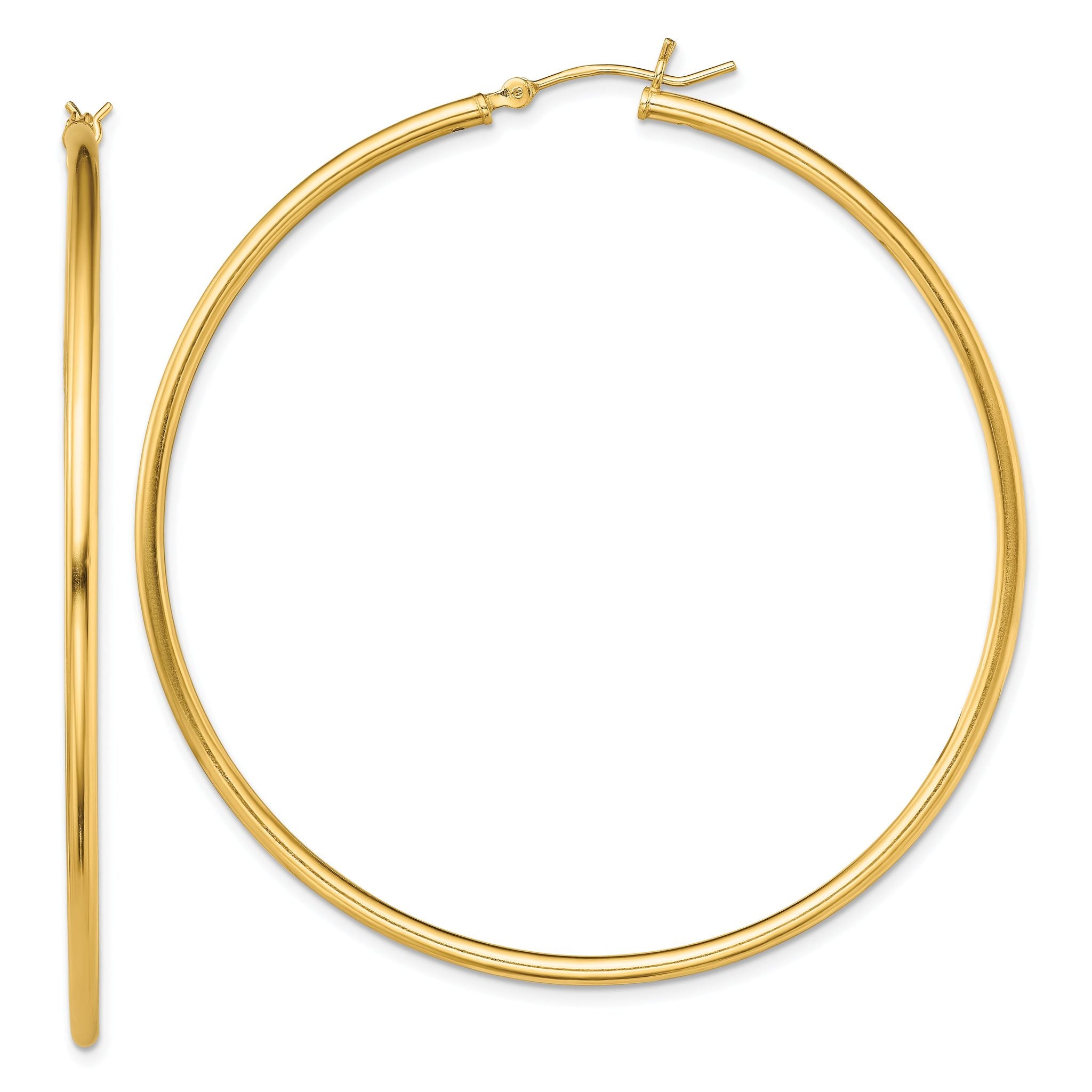 Sterling Silver Gold-Tone Polished 2x60mm Hoop Earrings Main image