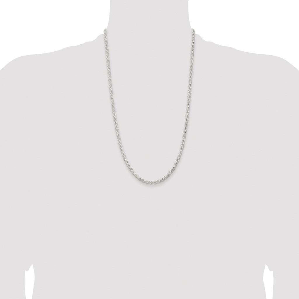 Sterling Silver Rhodium-plated 4.5mm Solid Rope Chain