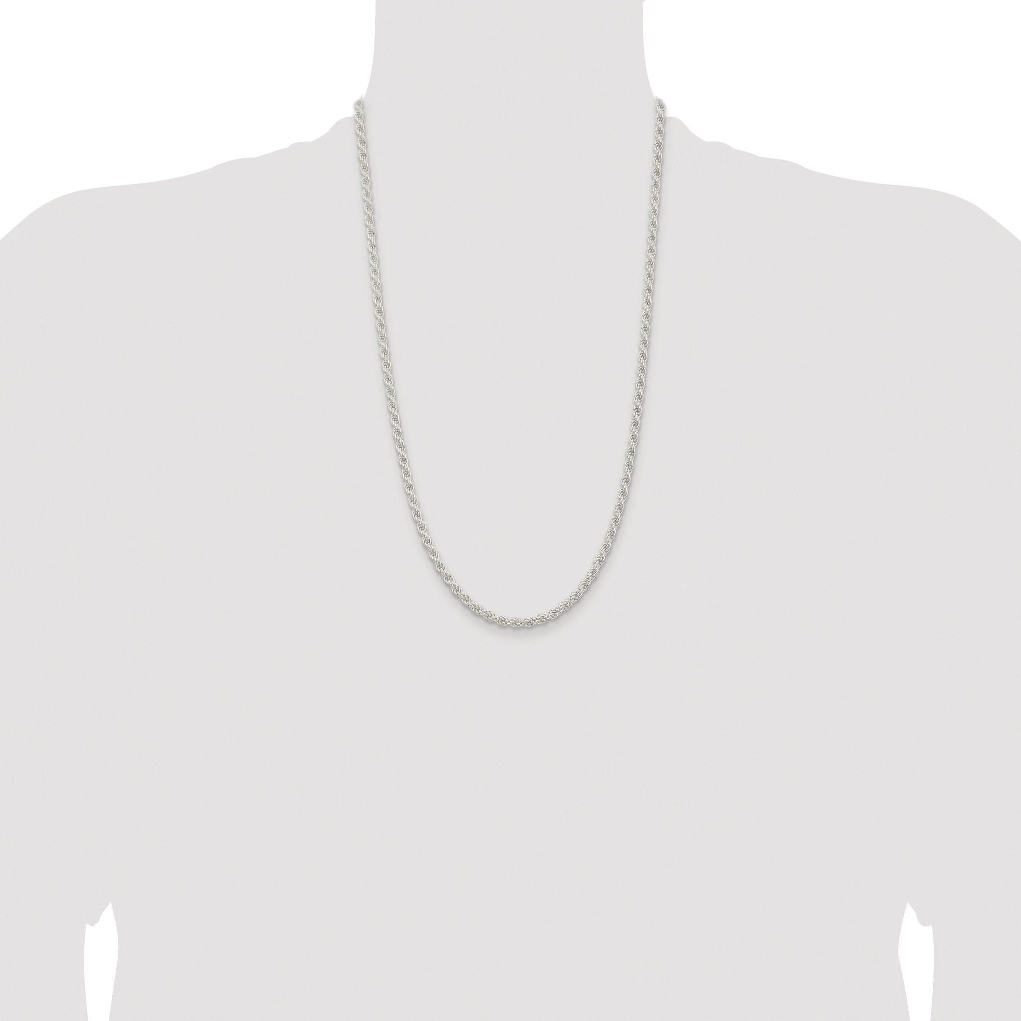 Sterling Silver Rhodium-plated 4.5mm Solid Rope Chain