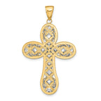 14K Two-Tone Gold Diamond-Cut Layered Cross Pendant  Elegant Religious Charm