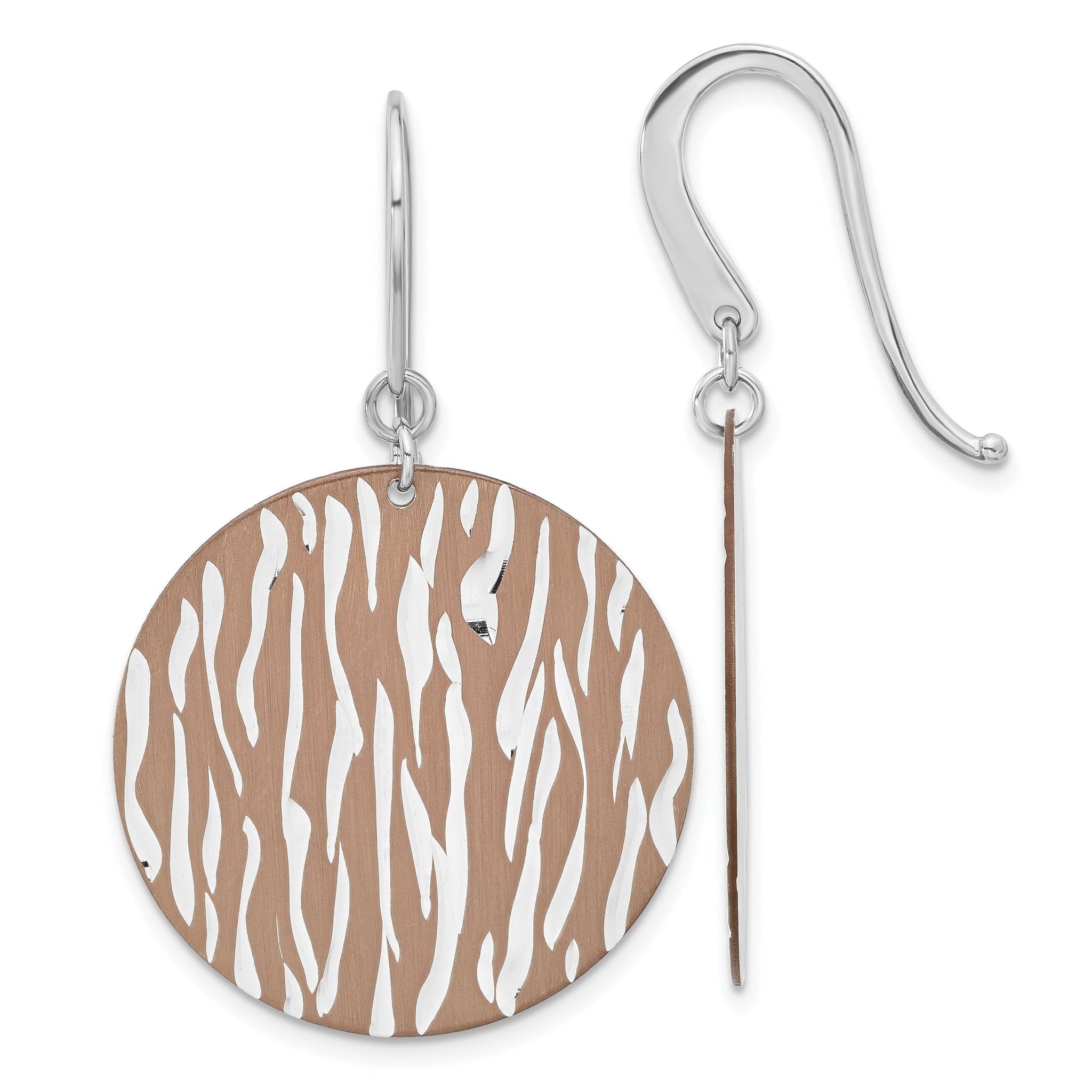 Sterling Silver 925 Drop Earrings with Chocolate Rhodium & Polished Finish Main image