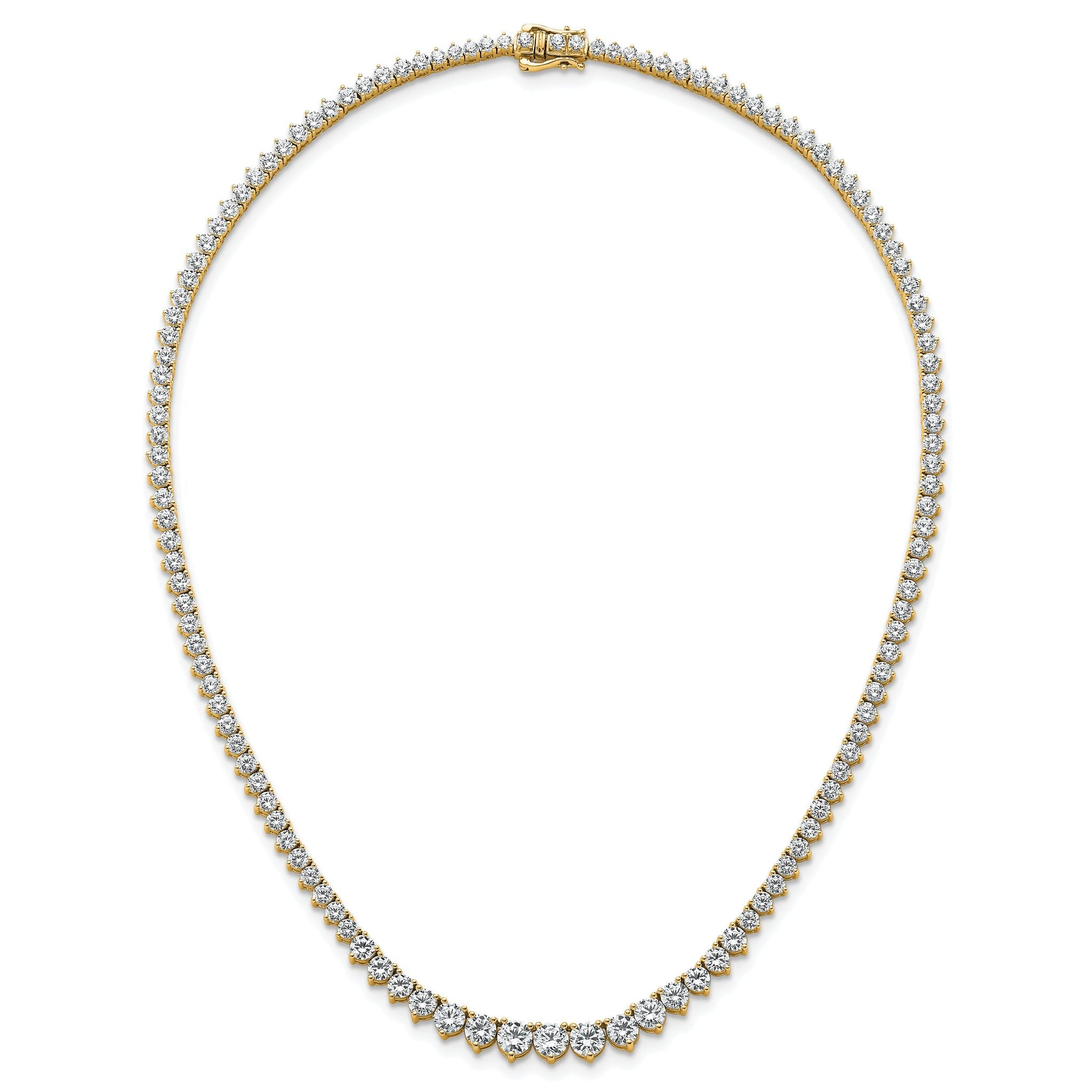 14k 15 carat Lab Grown Diamond VS+ F+ Complete Round 16 inch Graduated Tennis Necklace