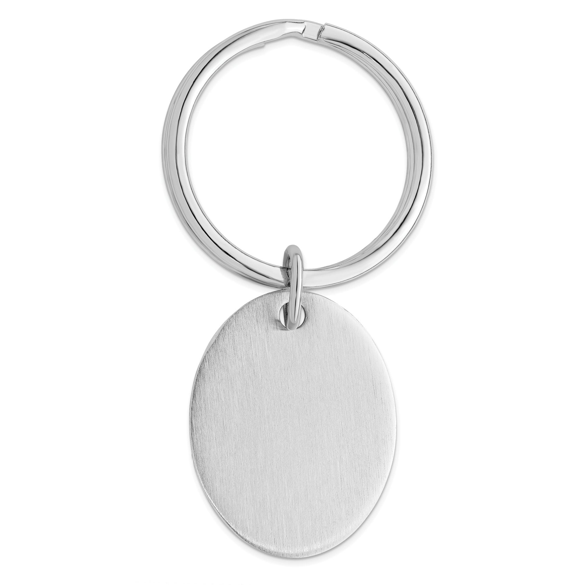 Rhodium-plated Kelly Waters Satin Oval Key Ring Main image