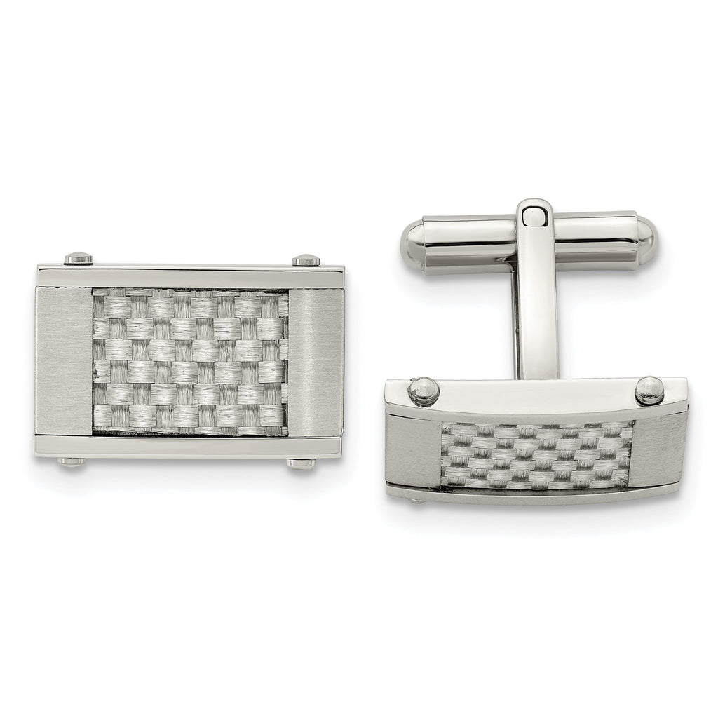 Stainless Steel Grey Carbon Fiber Cuff Links