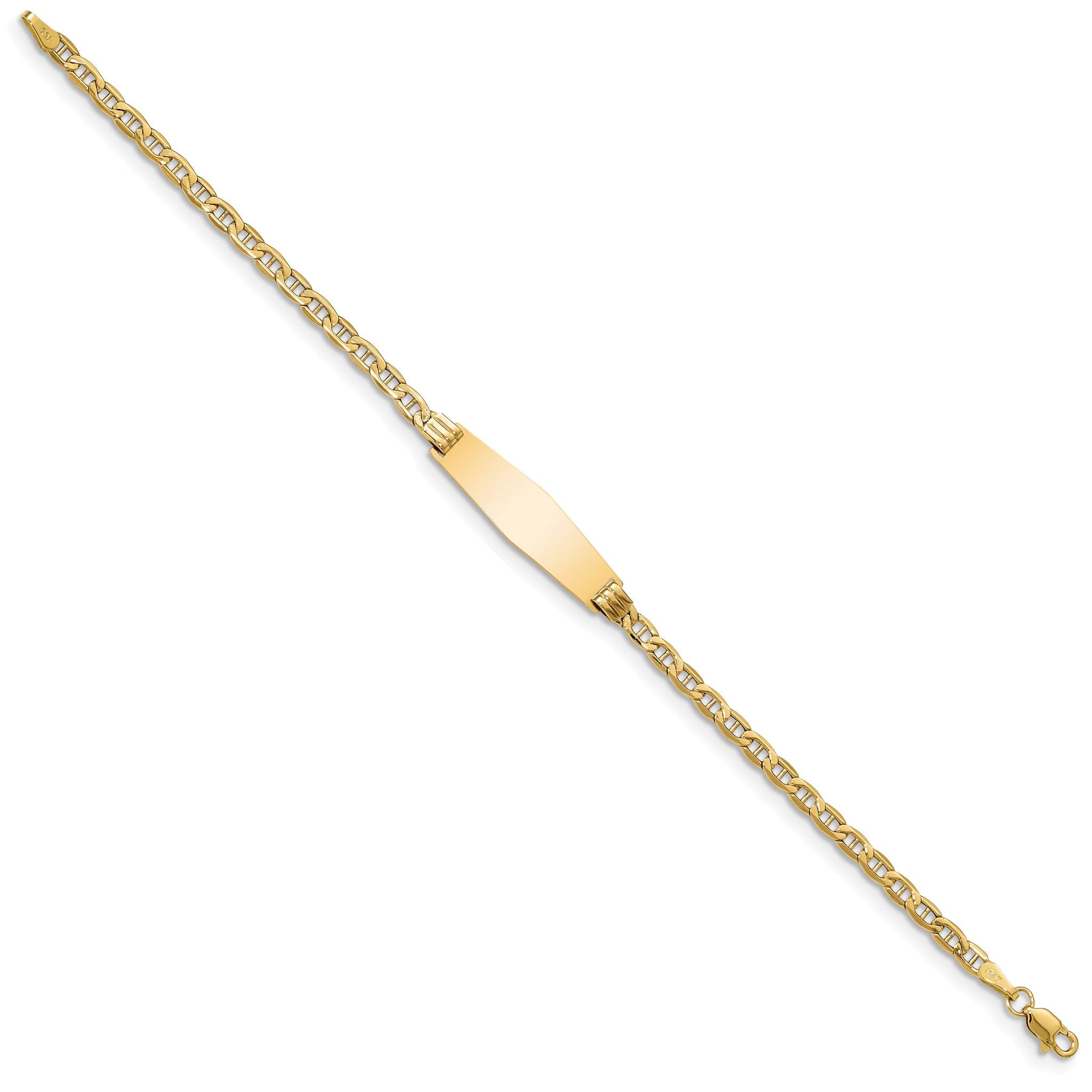 14k Polished Semi-Solid Chain/Solid Plate Anchor Link Soft Diamond Shape 25.5x7.8mm Plate 7 inch ID Bracelet Secondary image