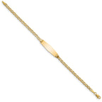 14k Polished Semi-Solid Chain/Solid Plate Anchor Link Soft Diamond Shape 25.5x7.8mm Plate 7 inch ID Bracelet