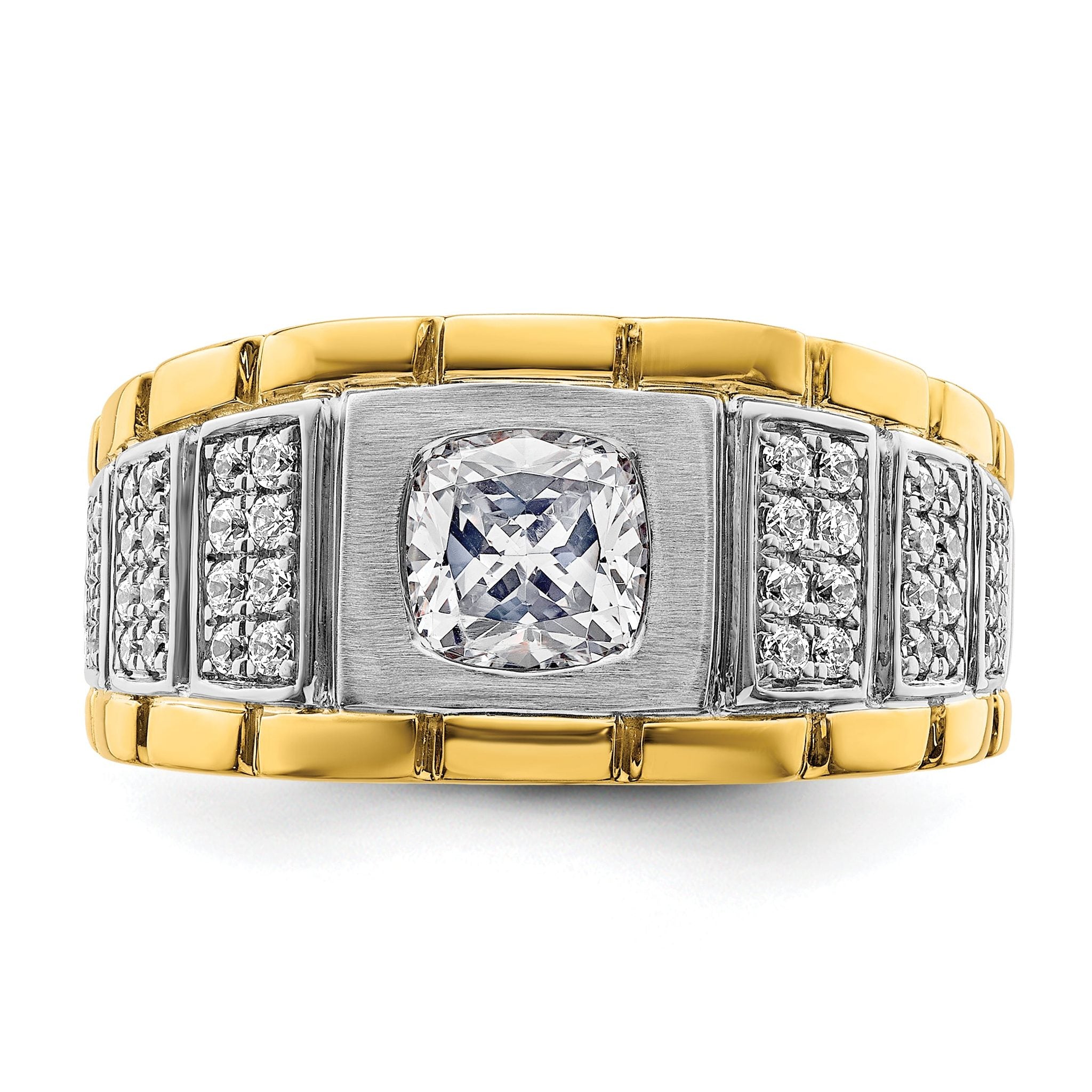 14k Two Tone 3/8 carat Lab Grown Diamond VS/SI+ G+ Semi Mount Polished Men's Ring, Mounting Only
