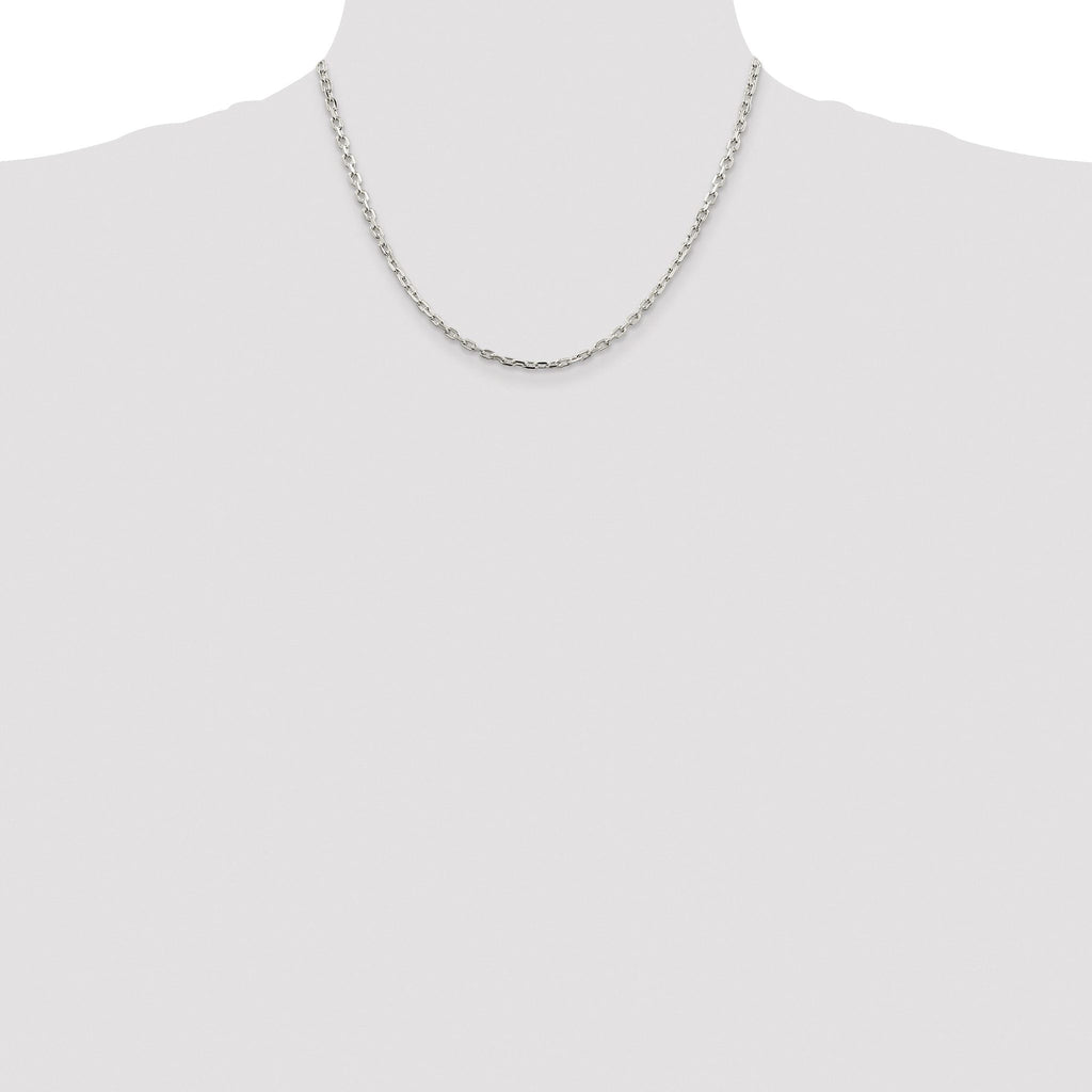 Beveled Oval Cable Chain Necklace in Sterling Silver, 3.25mm