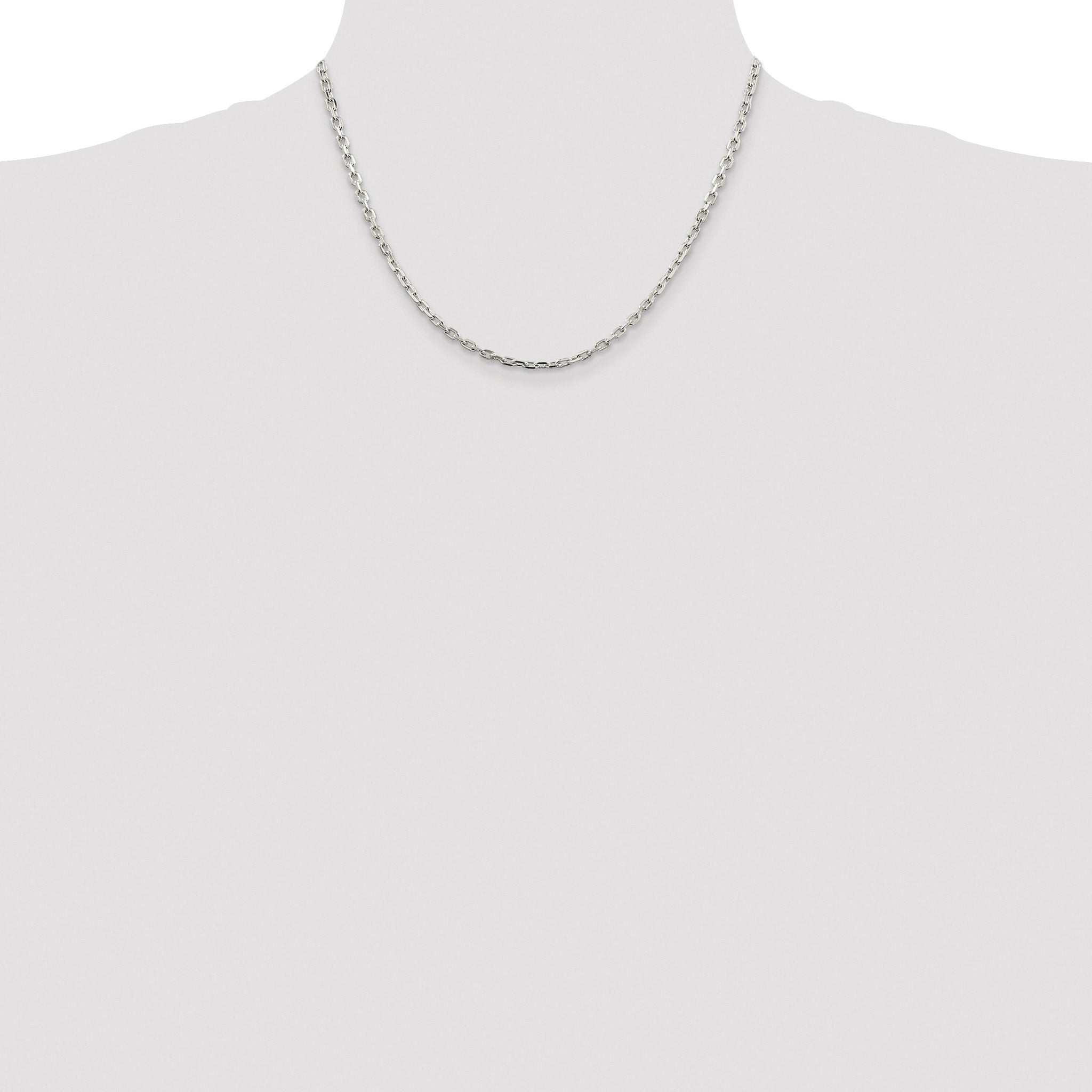 Beveled Oval Cable Chain Necklace in Sterling Silver, 3.25mm