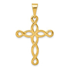 14K Gold Polished Cross Pendant with Flat Back  Solid, Casted Design