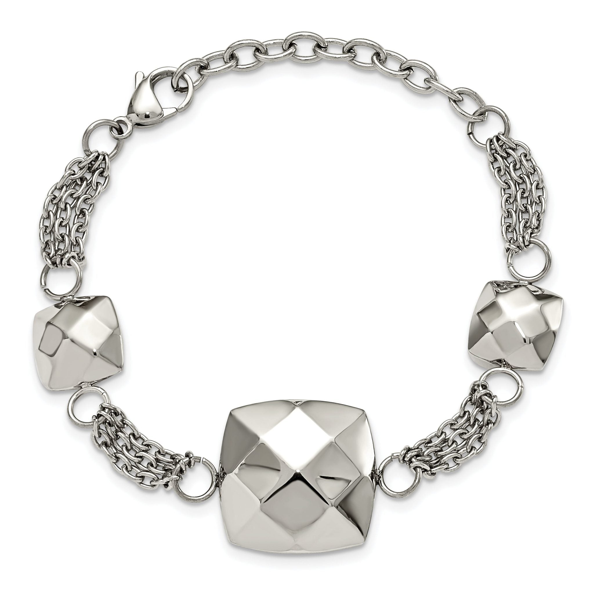 Stainless Steel Polished Hollow Squares with ext. Bracelet for Women