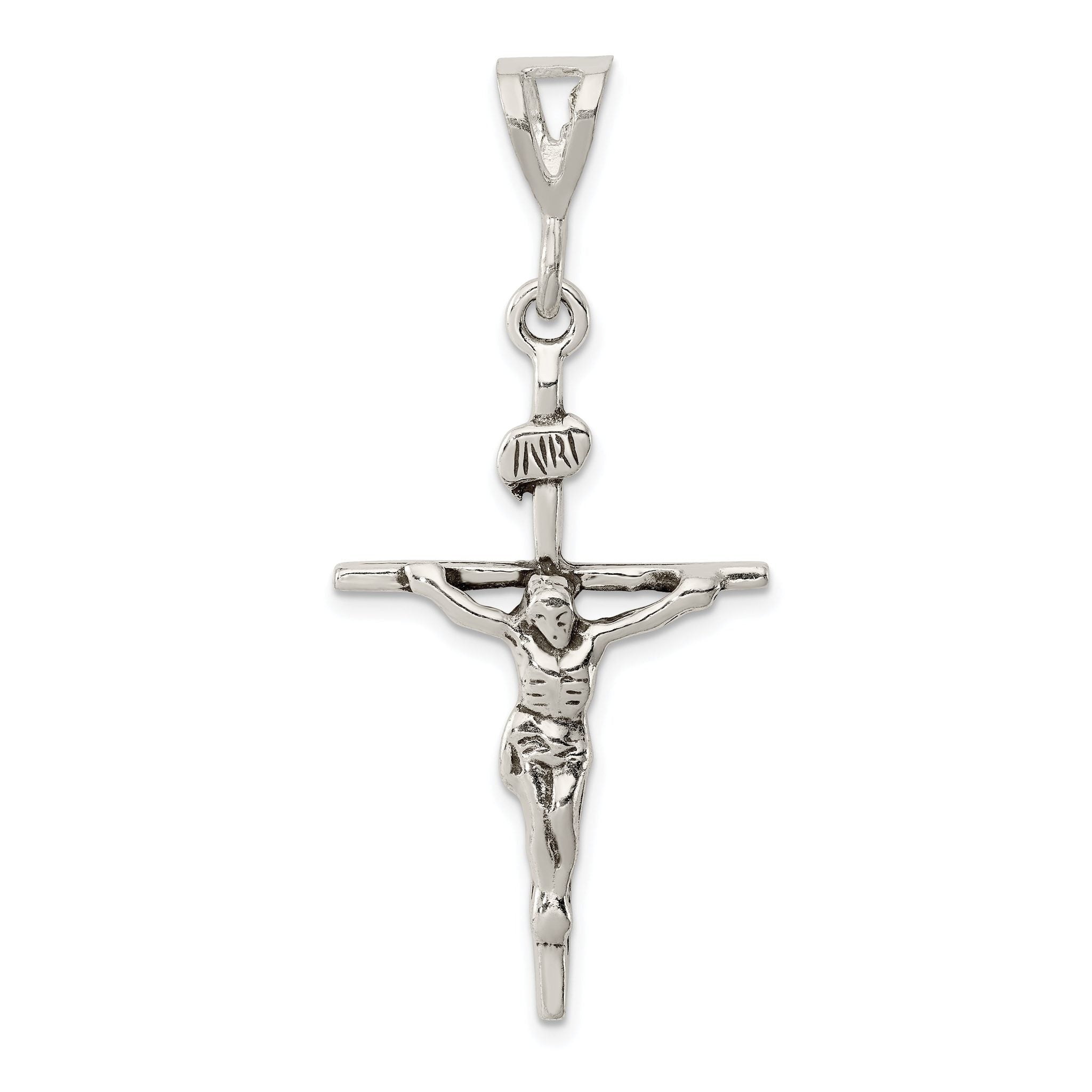 Sterling Silver 925 Crucifix Charm with Polished Antique Design