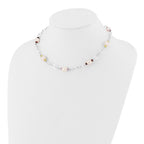 Sterling Silver 8-9mm Purple Freshwater Cultured Pearl & Multicolor Stone With 2in ext. Necklace