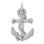 Sterling Silver 925 CZ Anchor Pendant with Polished Rhodium Finish