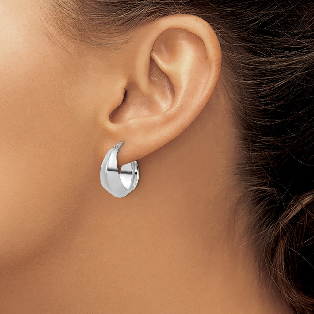 Sterling Silver RH-plated Polished Graduated Hoop Earrings