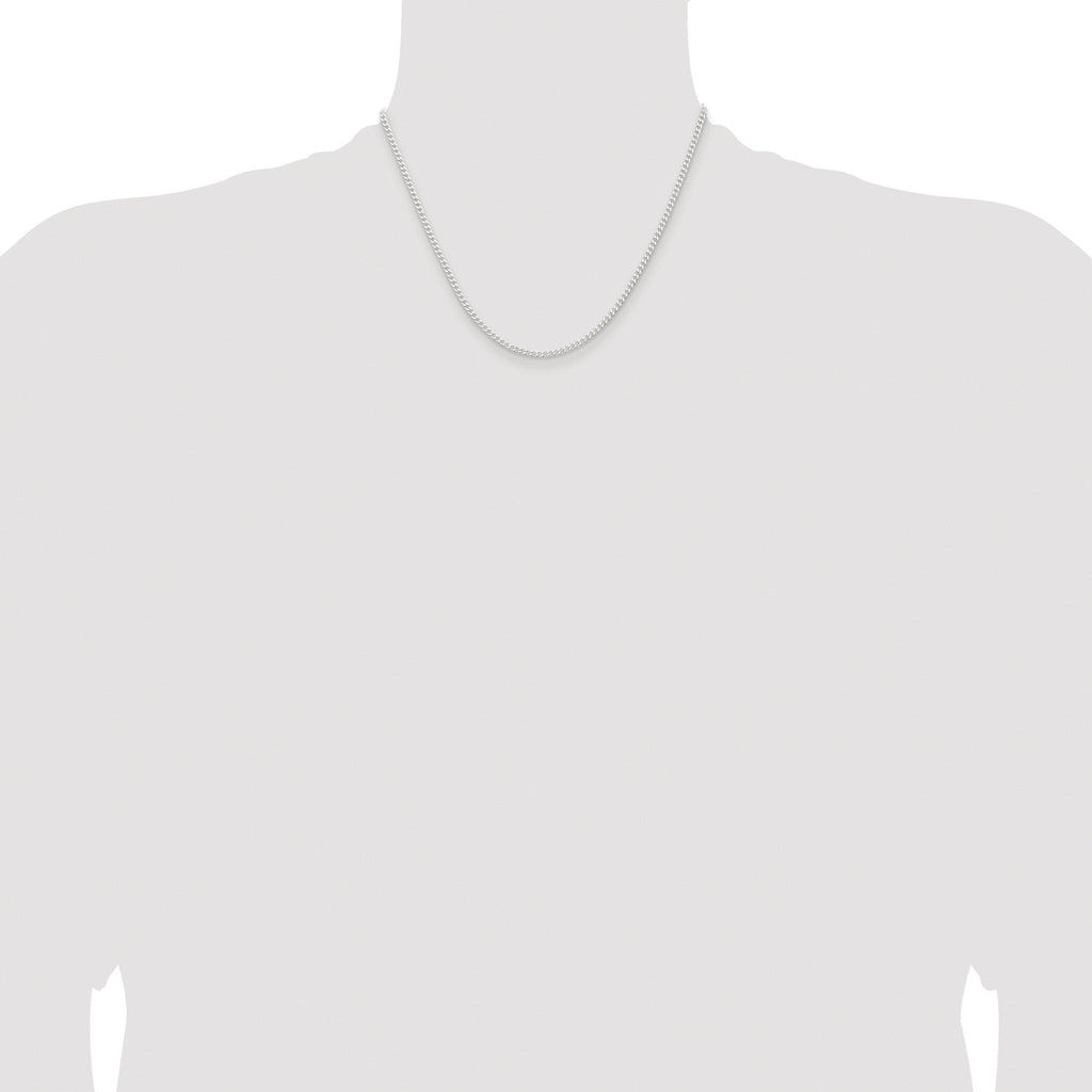 Beveled Curb Chain Necklace in Sterling Silver, 2.3mm