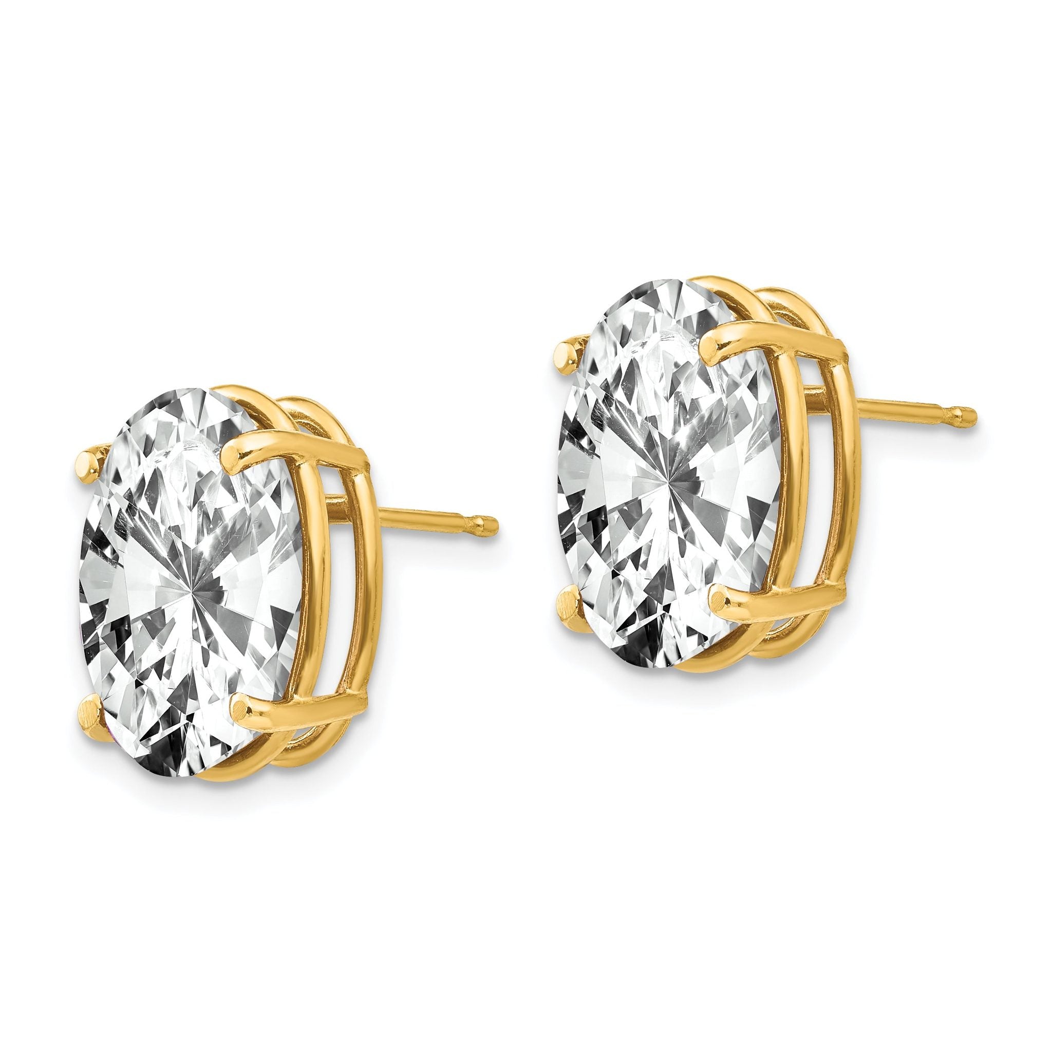 14k 14x10mm Oval Cubic Zirconia Earrings Secondary image