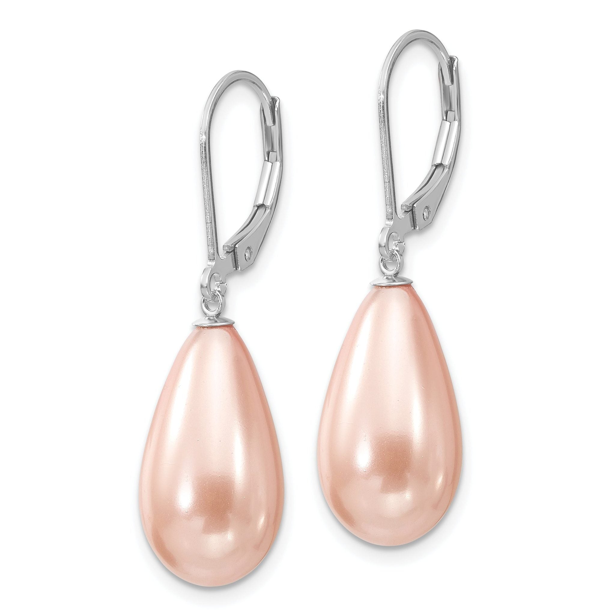 Sterling Silver Teardrop Pink Shell Pearl Dangle Earrings Gift Ready Secondary image