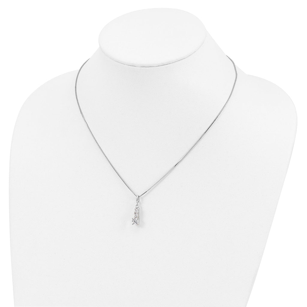 Sophia Jewelers Sterling Silver CZ 3-Stone Necklace with 2 Extender