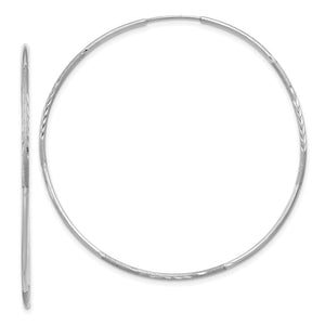 Endless Hoop Earrings in 14K White Gold, 50mm Diamond-Cut - Sophia Jewelers