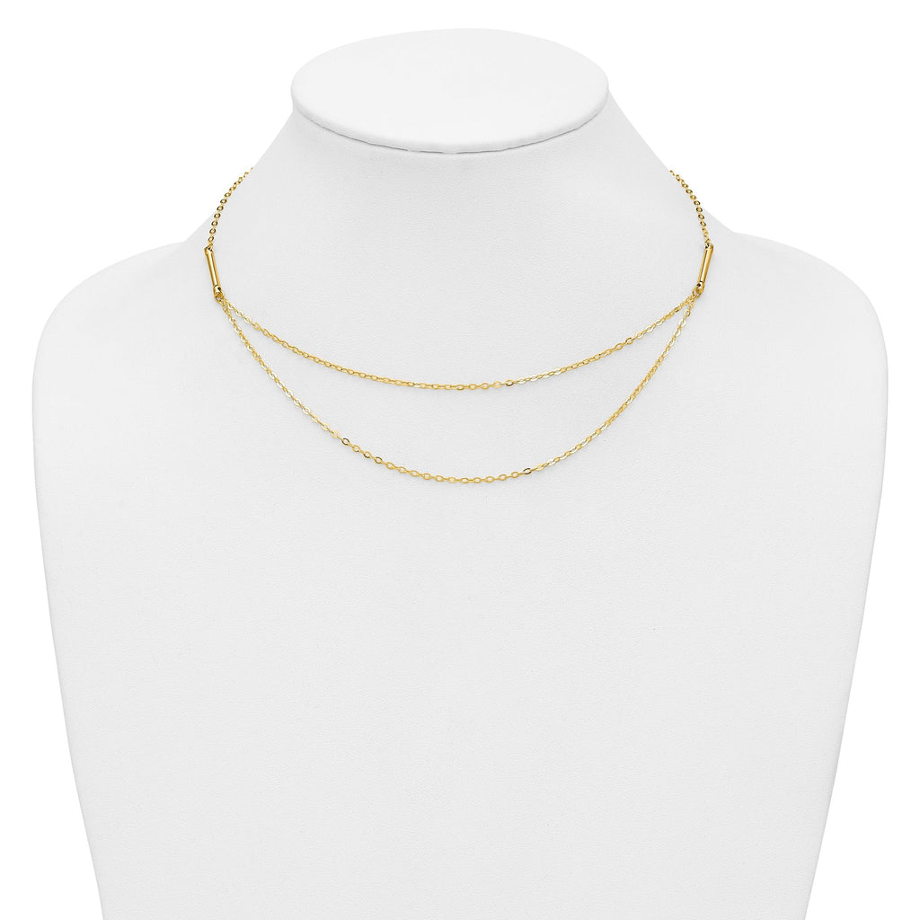 14k Polished Double Layer Fancy Necklace