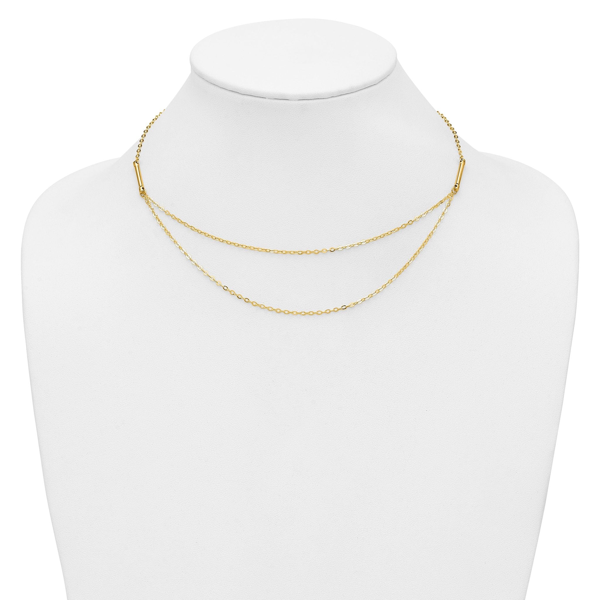 14k Polished Double Layer Fancy Necklace