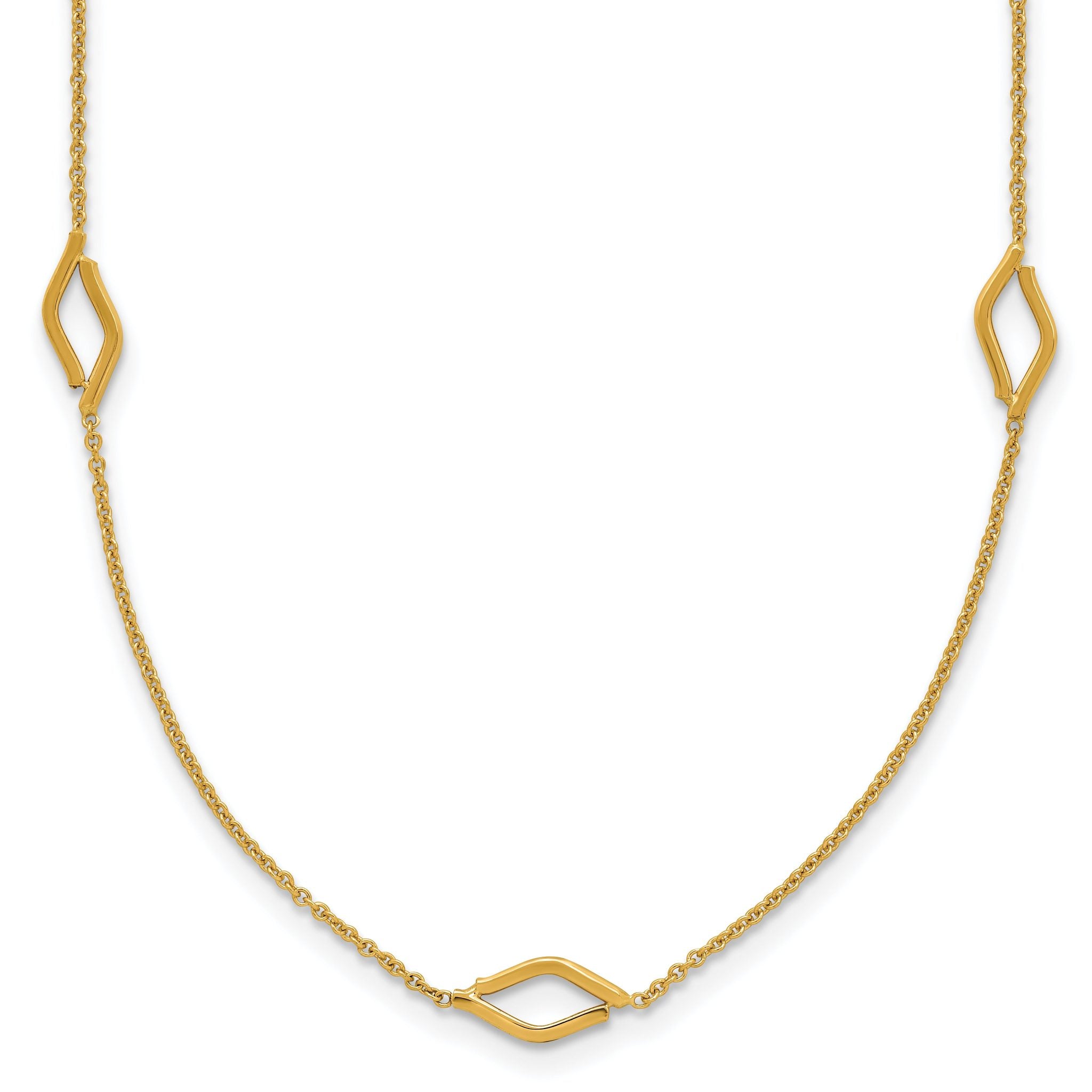 14K Polished Diamond-shaped Station w/2in ext. Necklace Main image