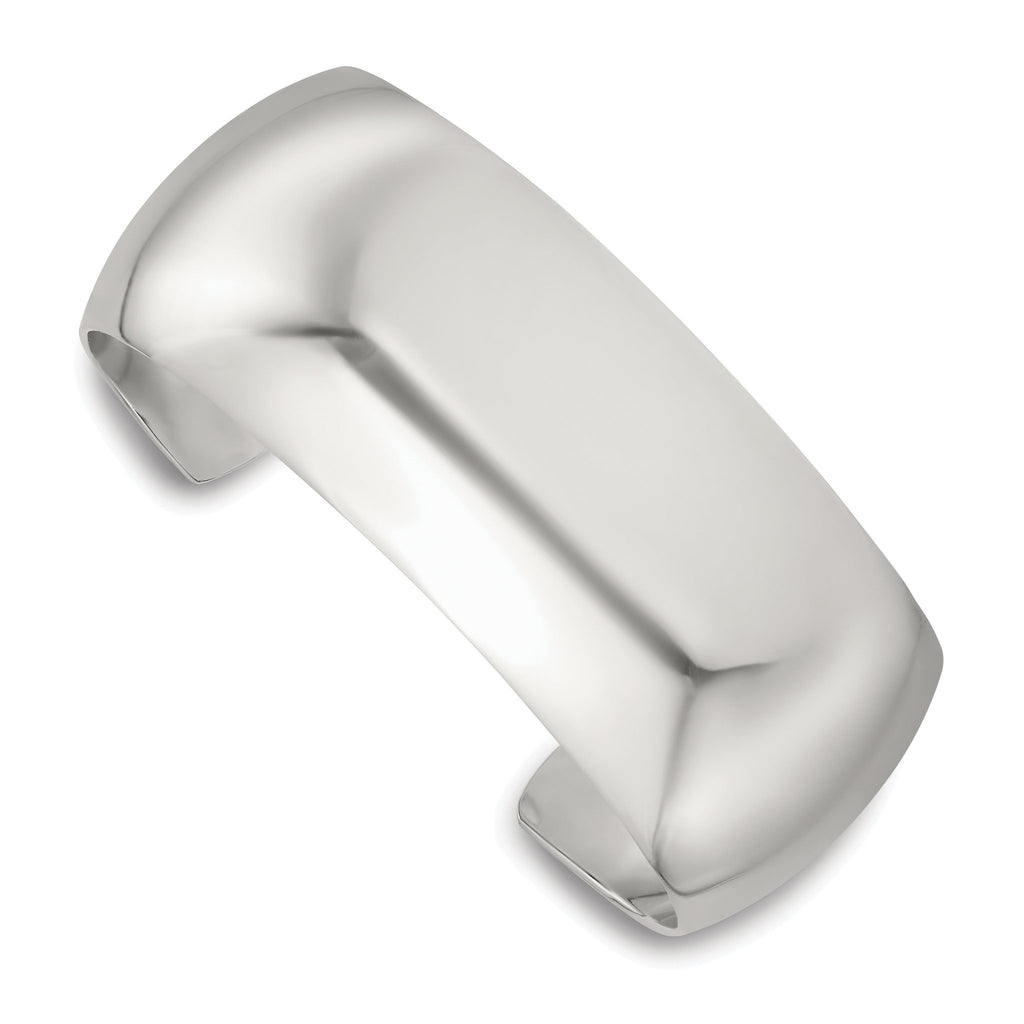 Sterling Silver Polished 25mm Domed Cuff Bangle