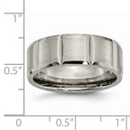 Grooved Wedding Band in Titanium, 8mm