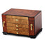 Luxury Giftware by Jere High GloSterling Silver Bubinga Veneer w/Elm Burl Inlay 3-drawer with Swing-out Sides Locking Wooden Jewelry Box