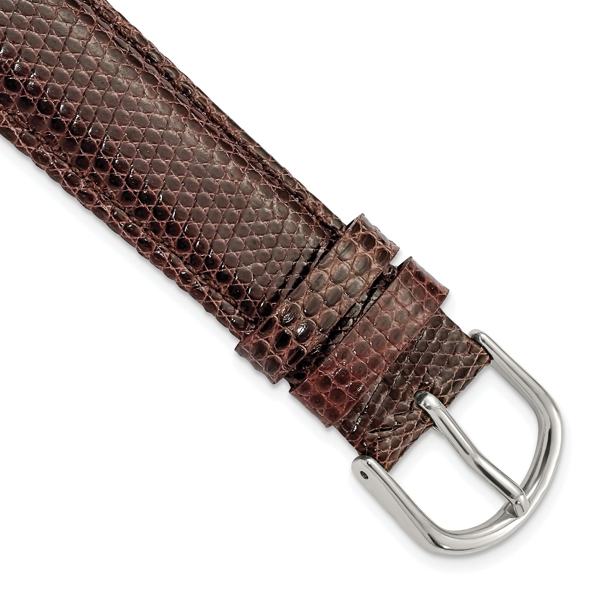 Genuine Lizard Leather Watch Band in Brown, 20mm