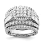 CZ Square-Cut Three-Piece Engagement Ring Set in Sterling Silver