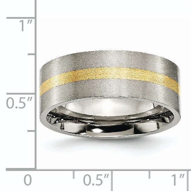 Inlay Wedding Band in Titanium & 14K Gold, 8mm