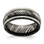 Titanium Wedding Band with Polished Finish and Ridged Edge