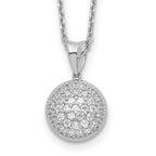 Sterling Silver CZ Pendant Necklace with Rhodium Polish Unisex 18 Inch