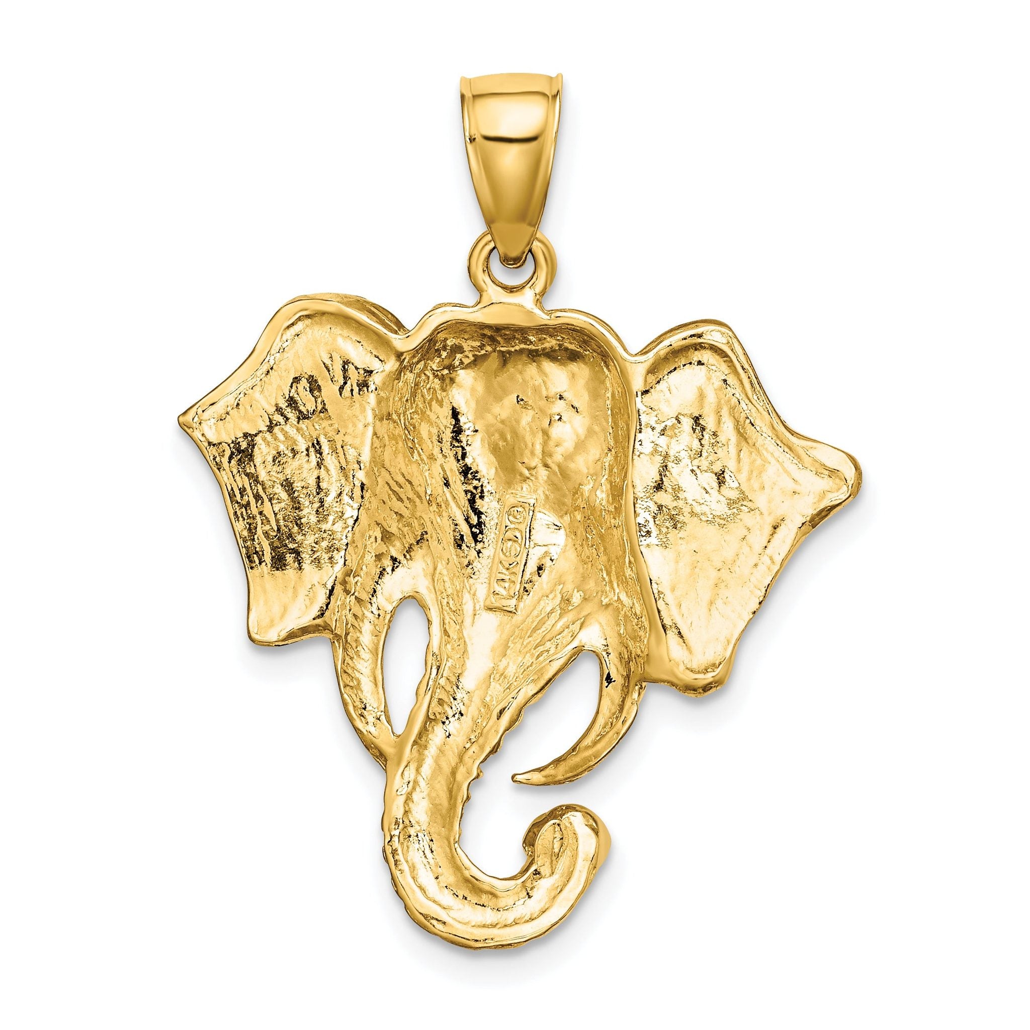 14K 2-D Elephant Head w/ Twisted Trunk Charm