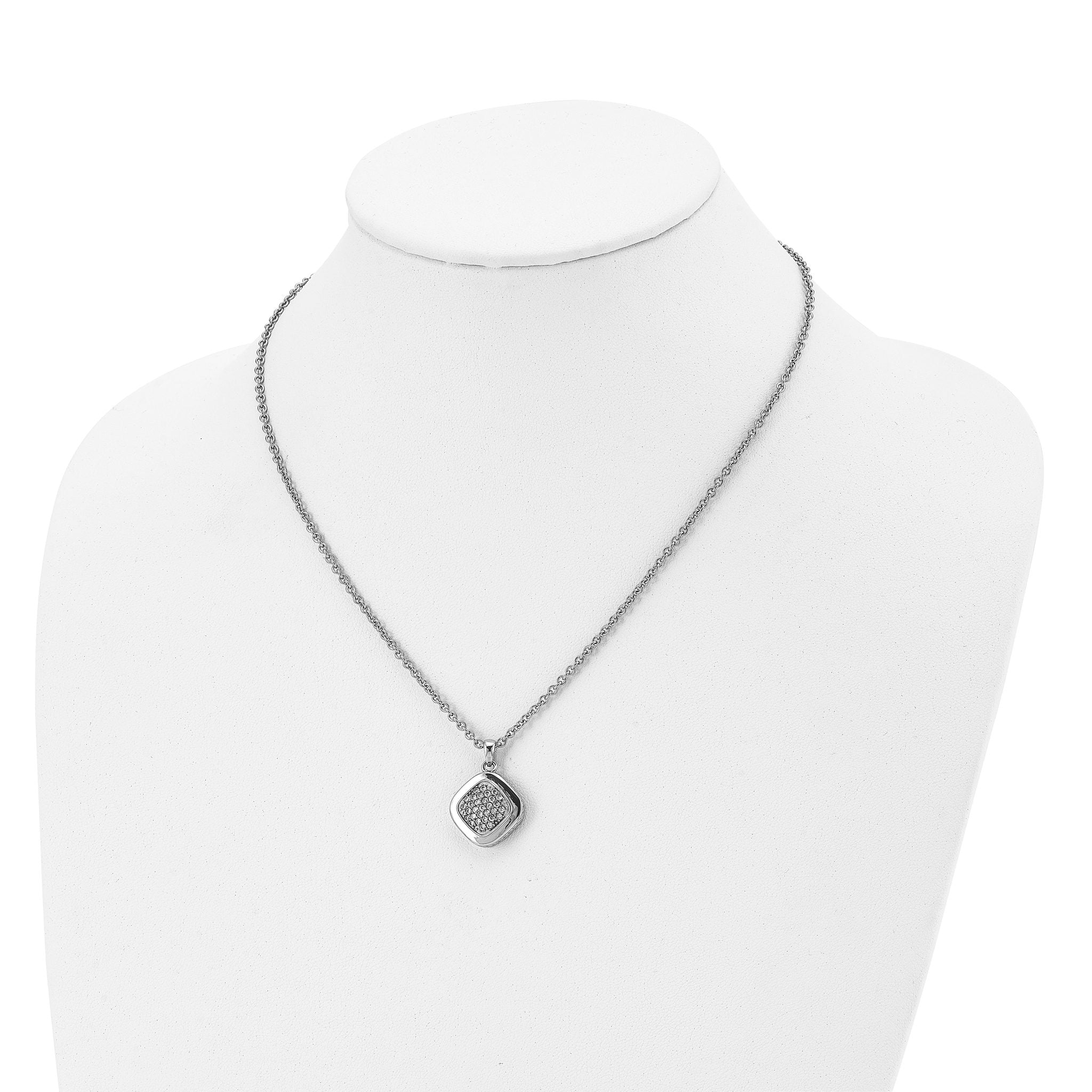 Square CZ Necklace in Stainless Steel, 18in