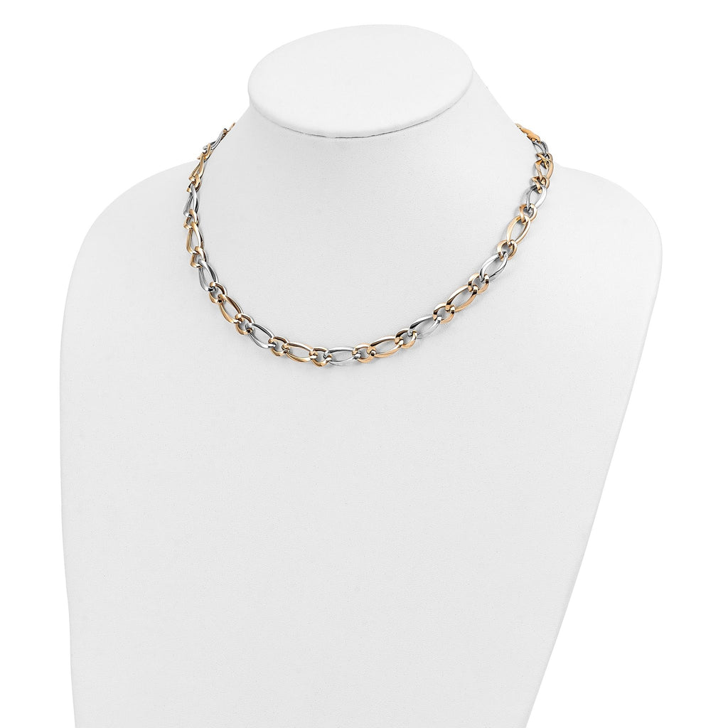 14K Two-Tone Polished Open Link Necklace with Fancy Lobster Clasp
