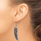 Stainless Steel Polished & Antiqued Drop Dangle Earrings for Women