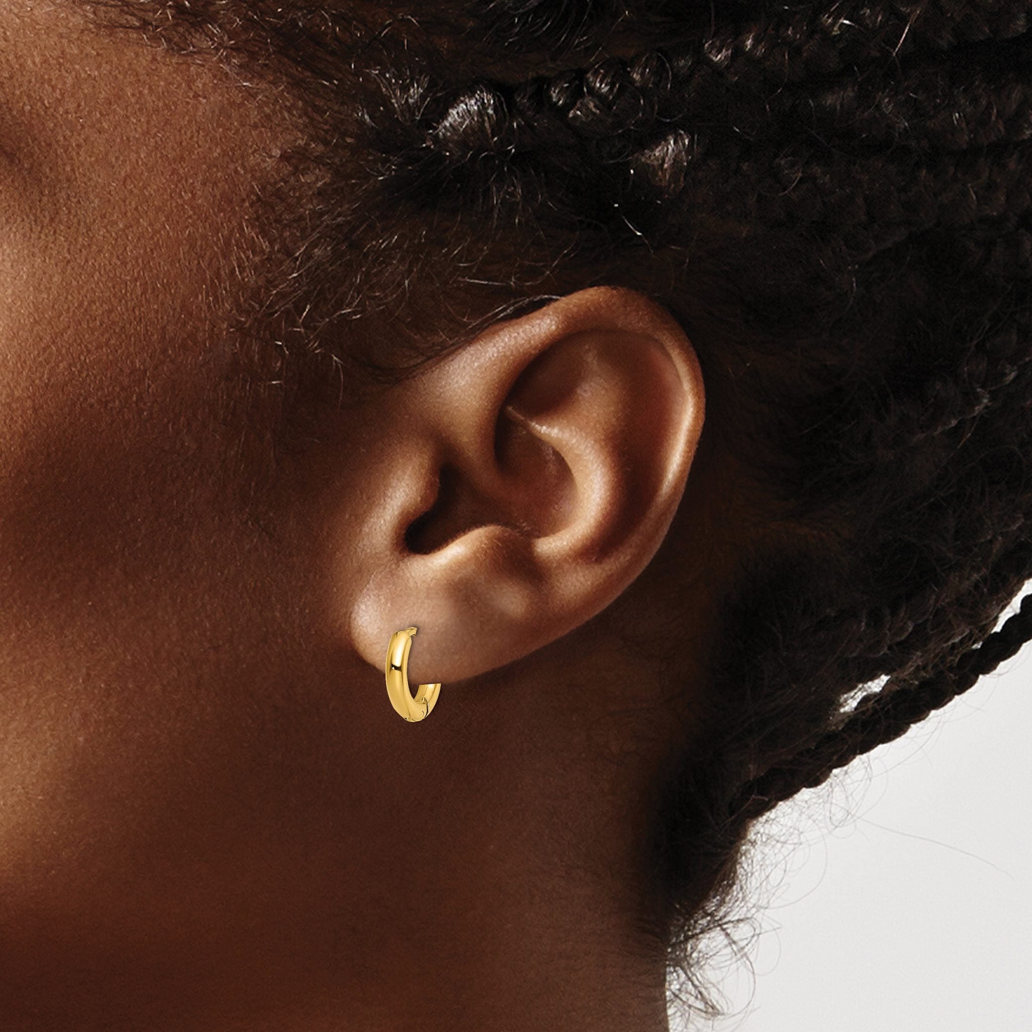 Stainless Steel Gold-Tone Polished Hinged Huggie Hoop Earrings