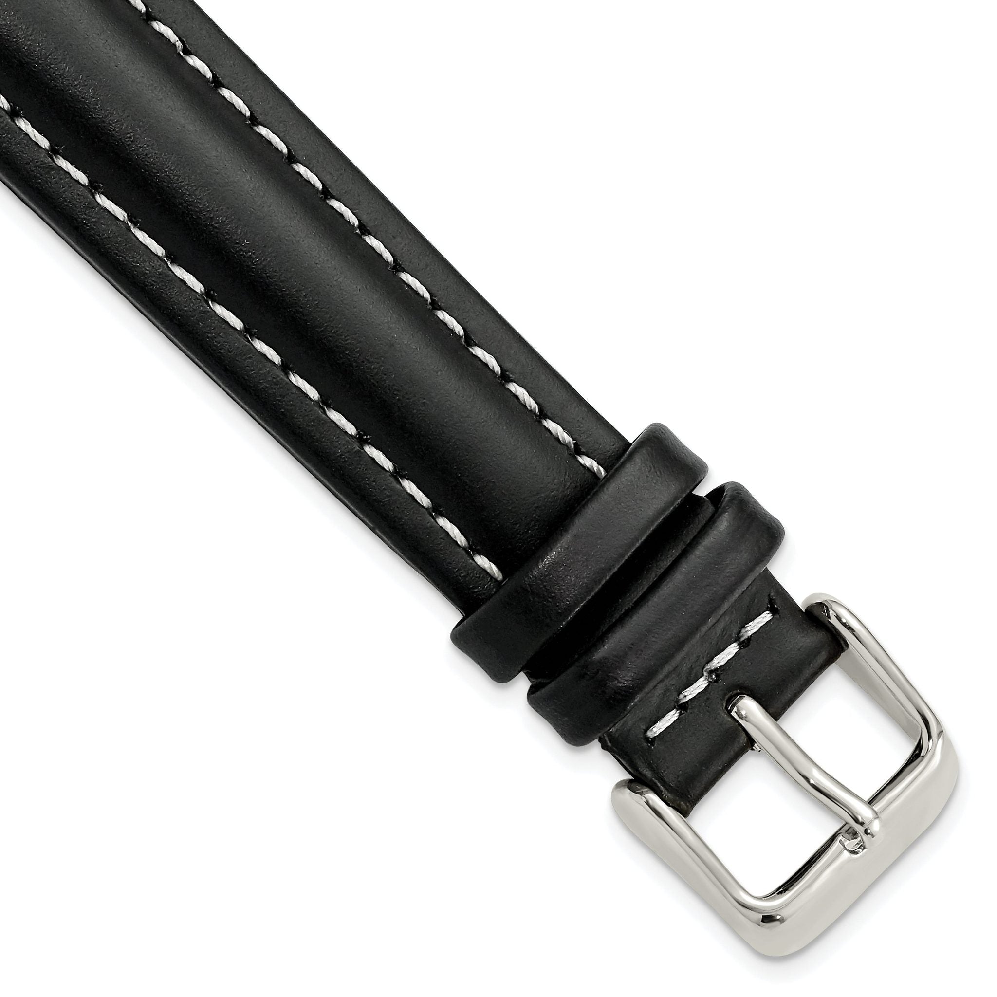 Oil-Tanned Leather Watch Band in Black, 16mm