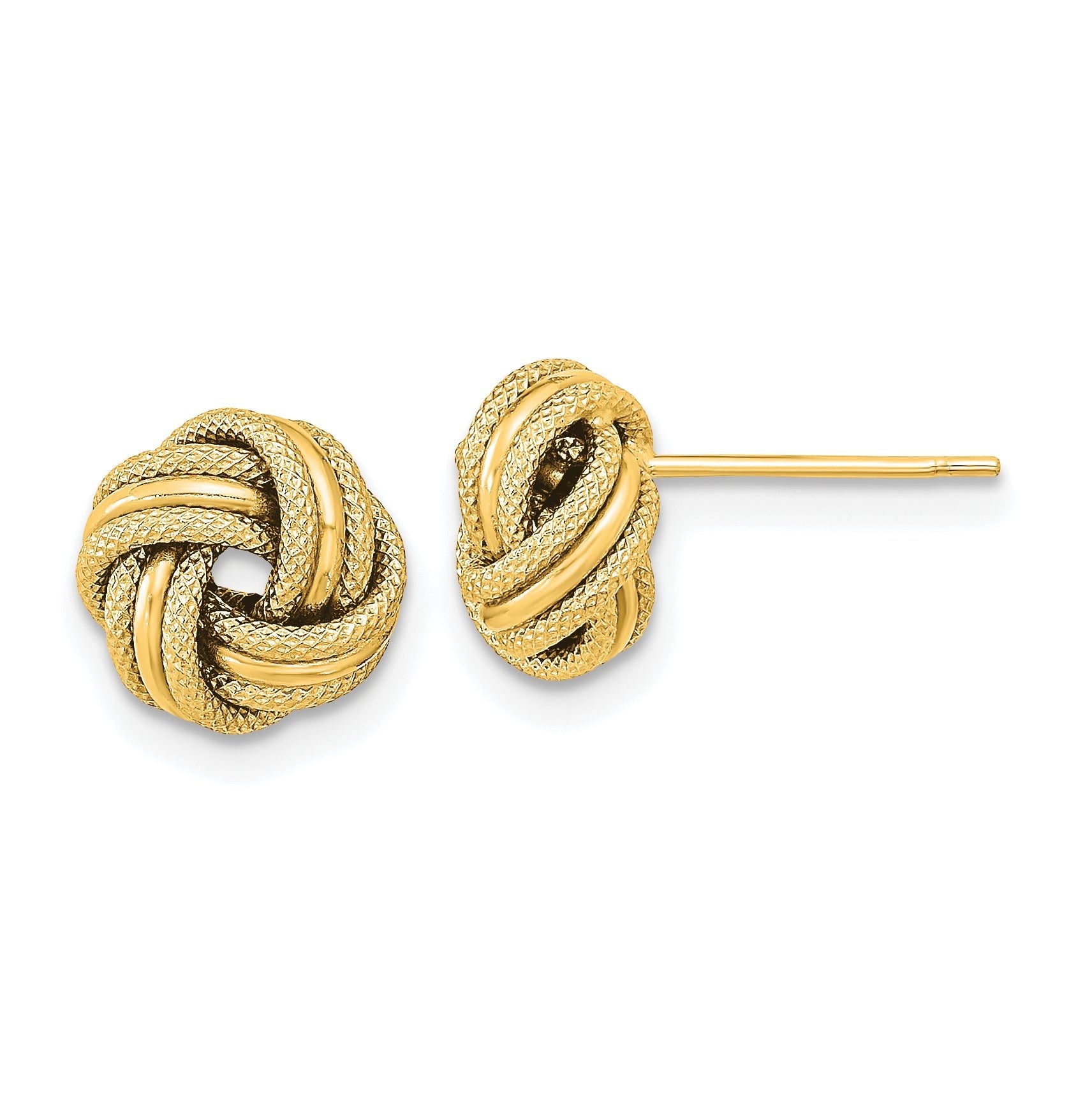14k Polished Textured Triple Love Knot Earrings Main image
