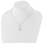 Sterling Silver Rhod-plat 10-11mm White FWC Pearl Necklace