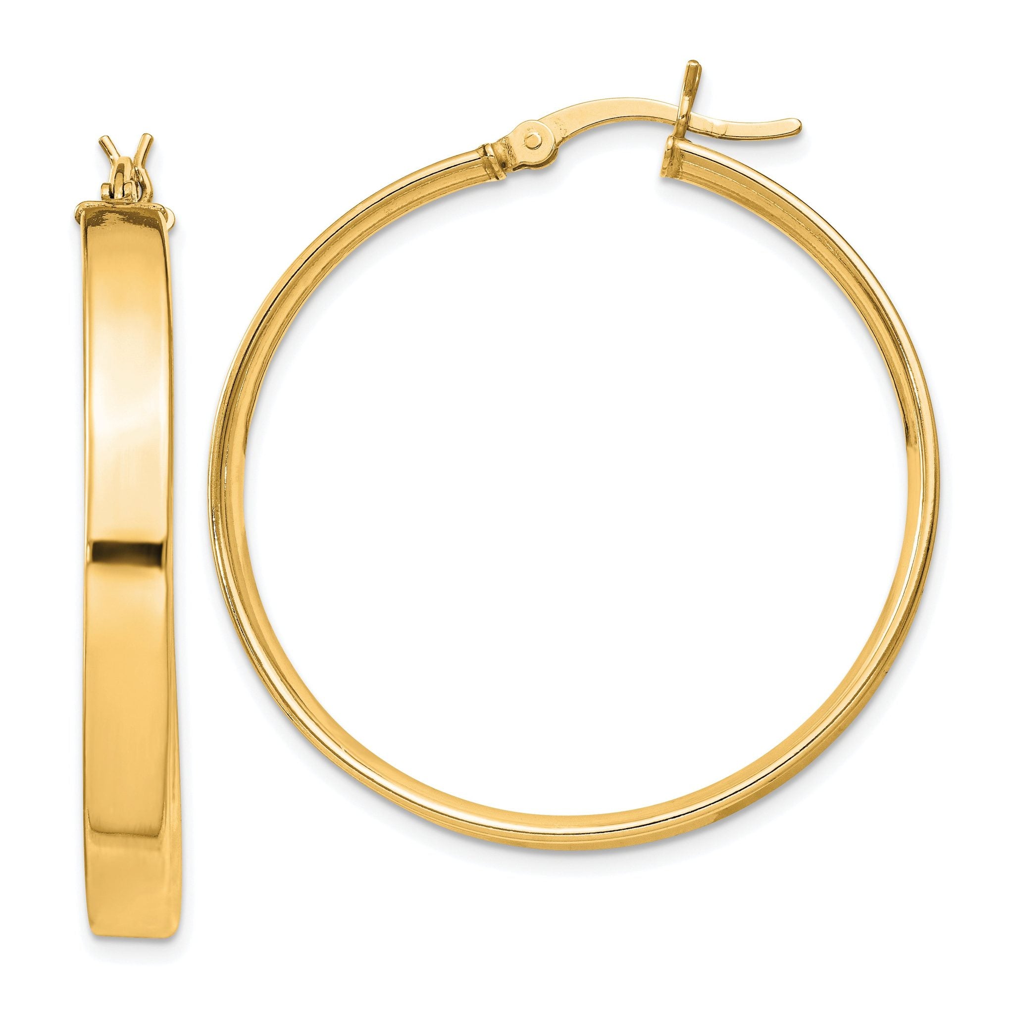Sterling Silver Flash Gold-plated 4.25x35mm Hoop Earrings Main image