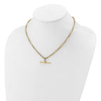 10K Polished Fancy Link Bar Necklace